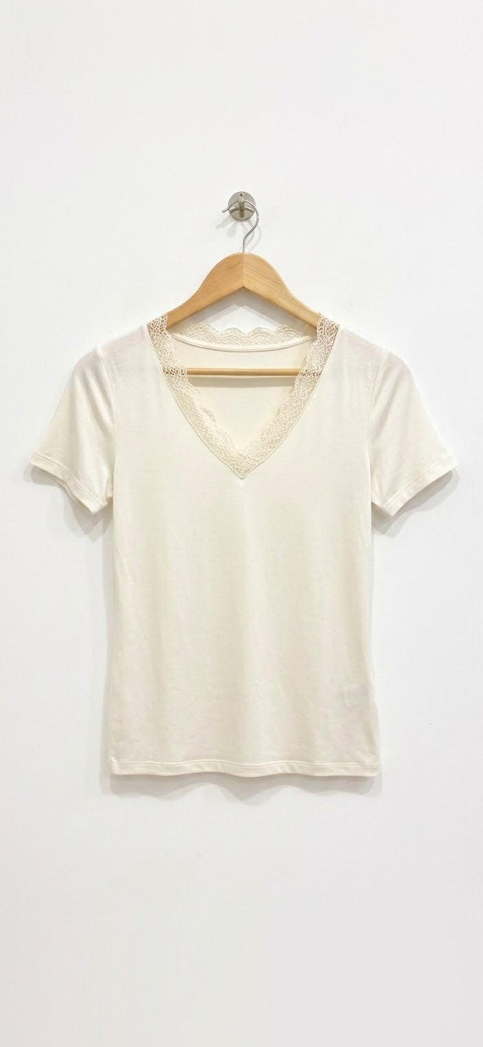 Lace v Neck Basic Top 1265