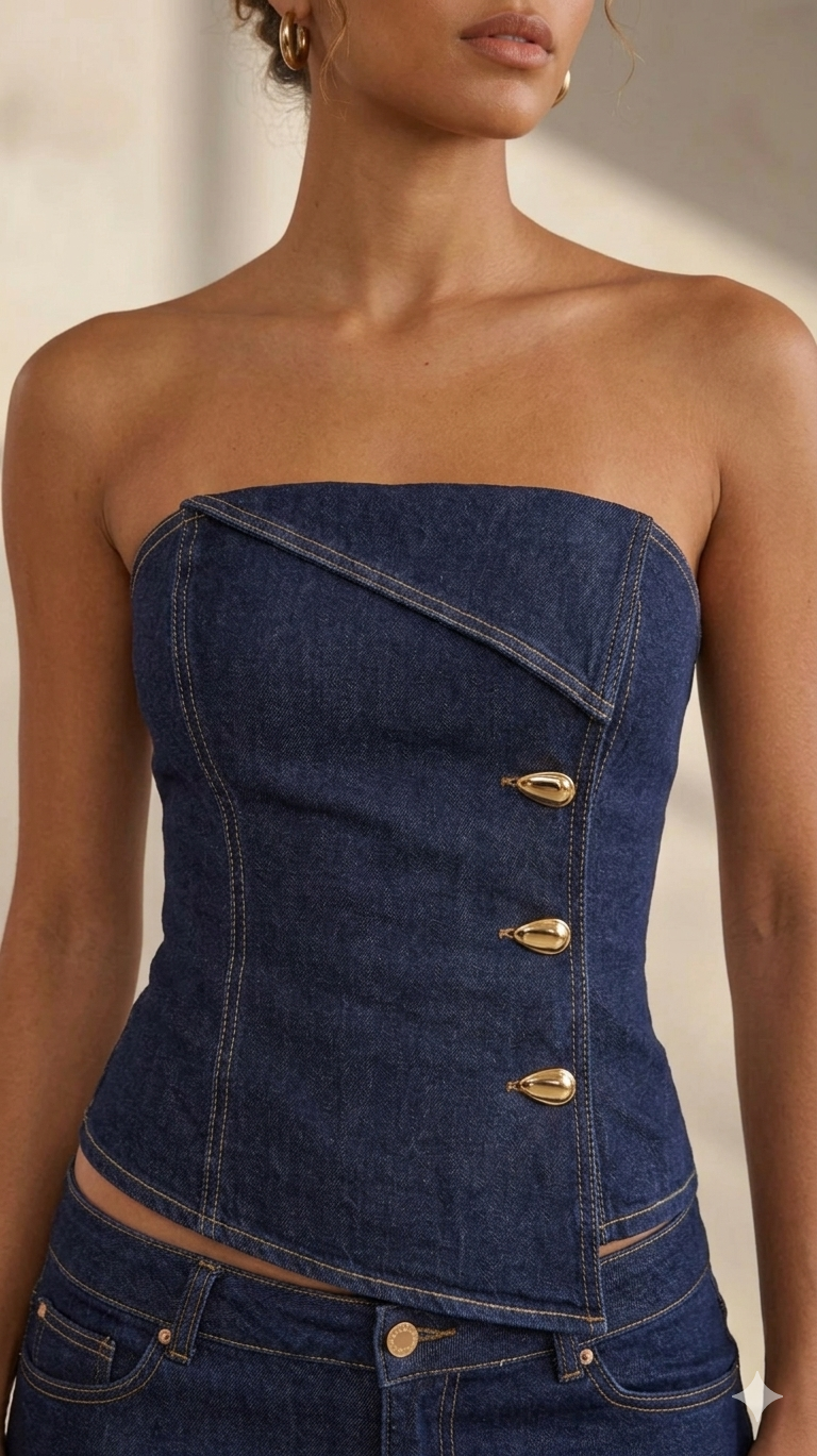 Sleevles Denim Top 1220