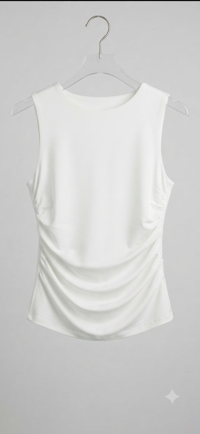 Side Ruched Basic Top l7