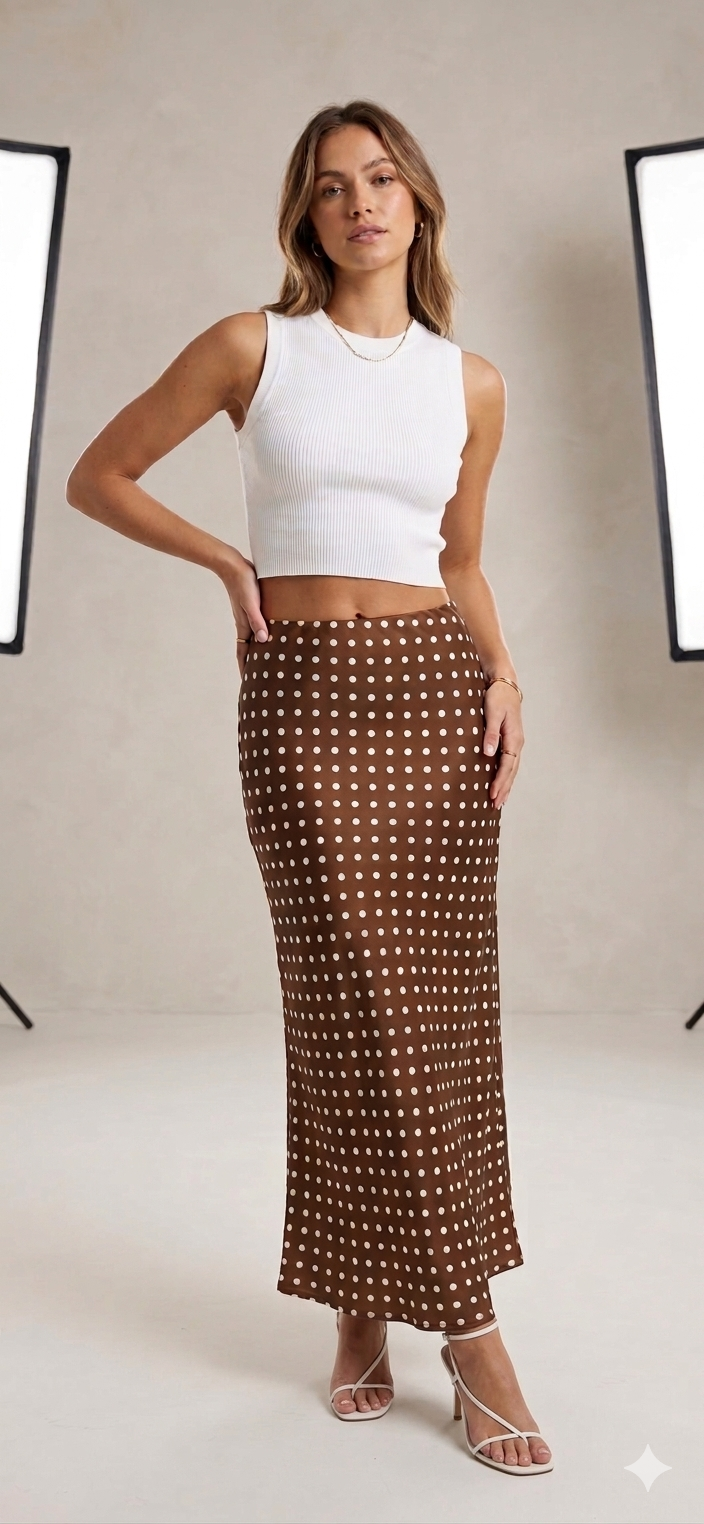 Satin Polka Dot Skirt 6220