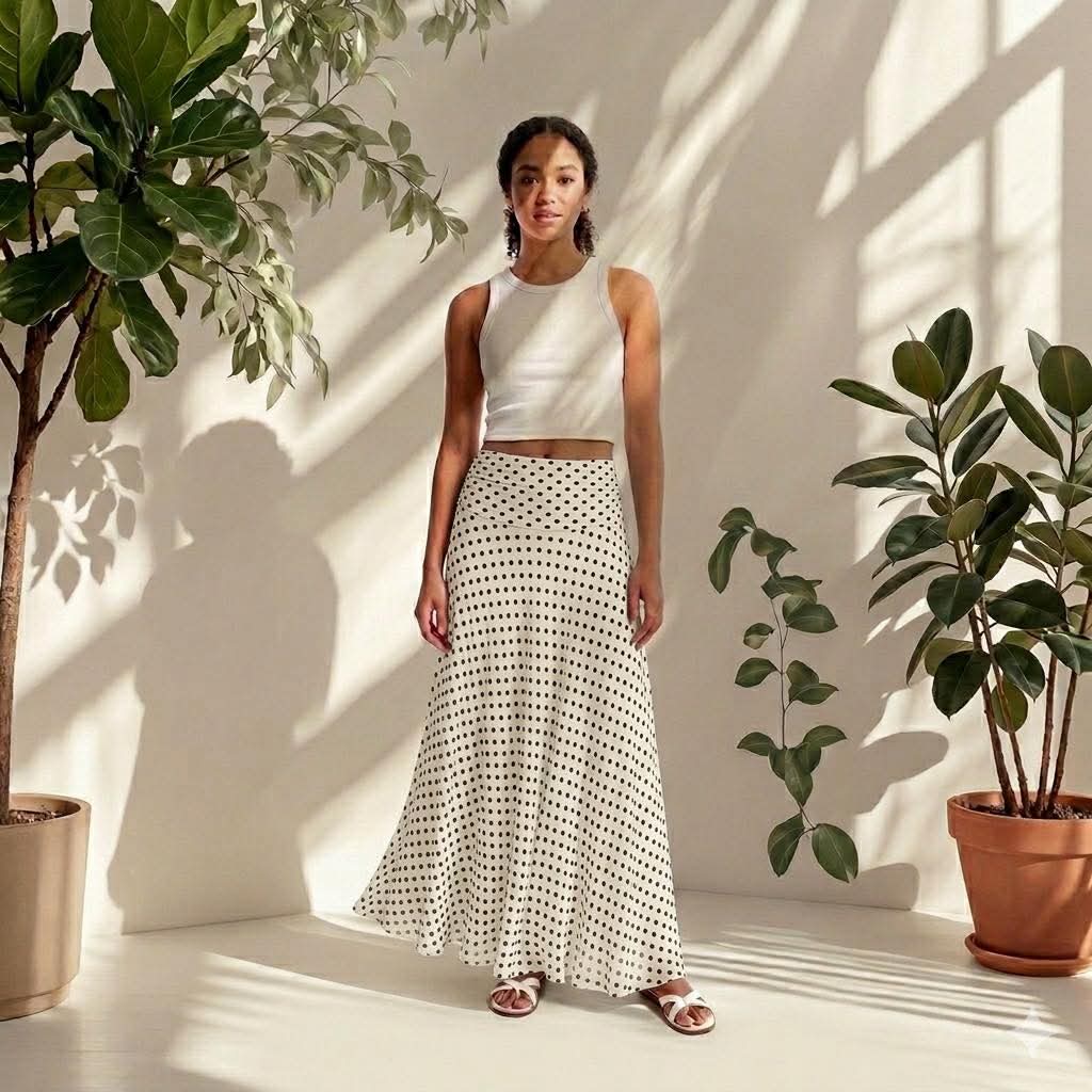 polka dat chiffon skirt 6219